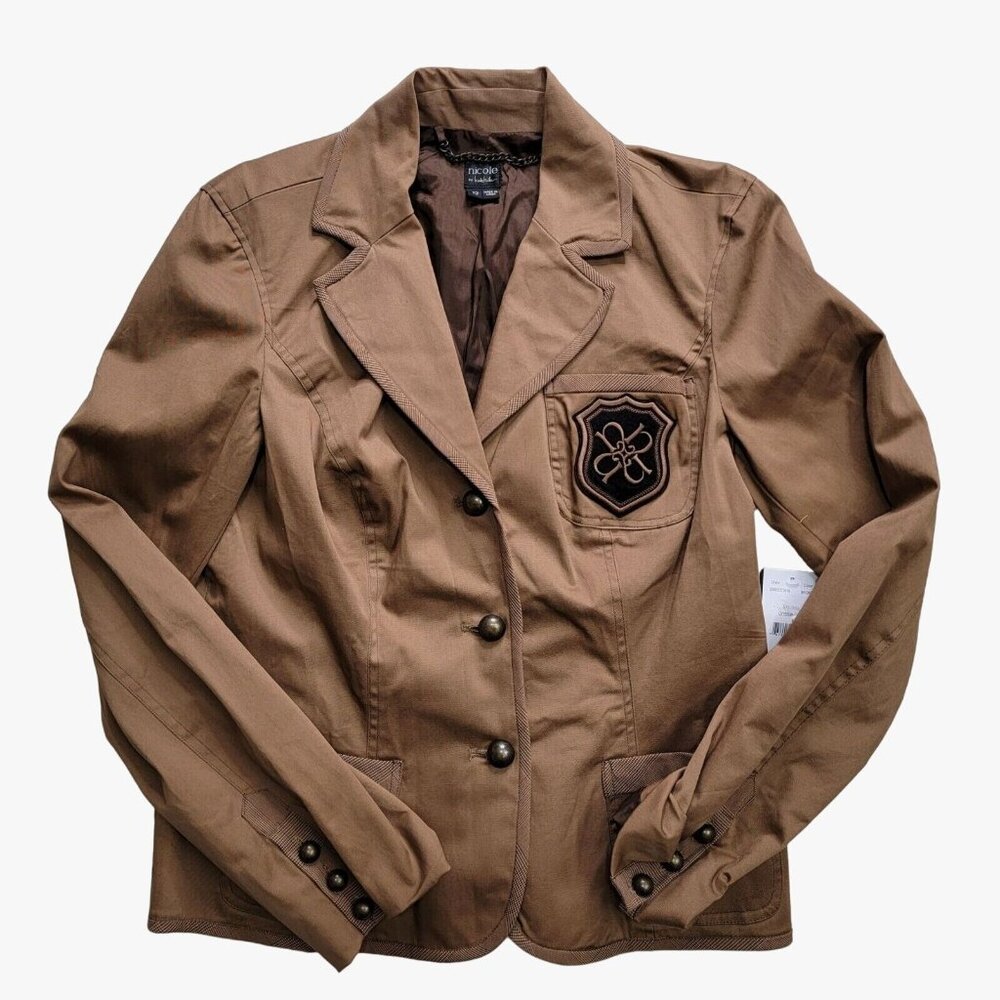 Nicole By Nicole Miller Womens‎ Bronze Blazer Size 12 With Embroidered Crest